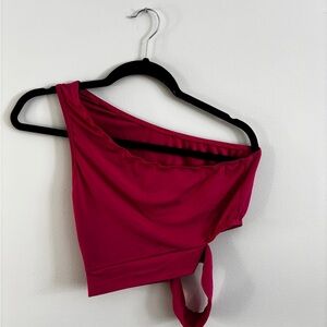 Asymmetrical One-Shoulder Crop Top in Vibrant Magenta